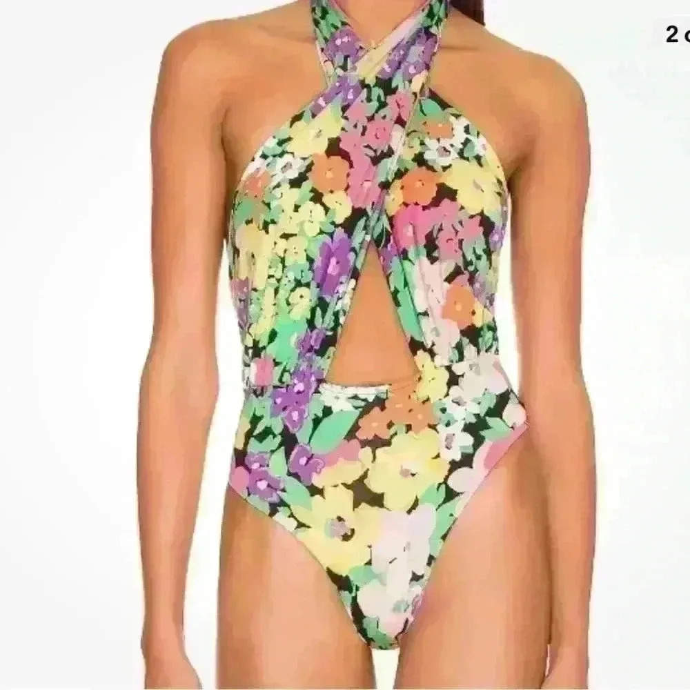 AFRM Rosa Bodysuit in Neon Garden size XS - Picture 5 of 11